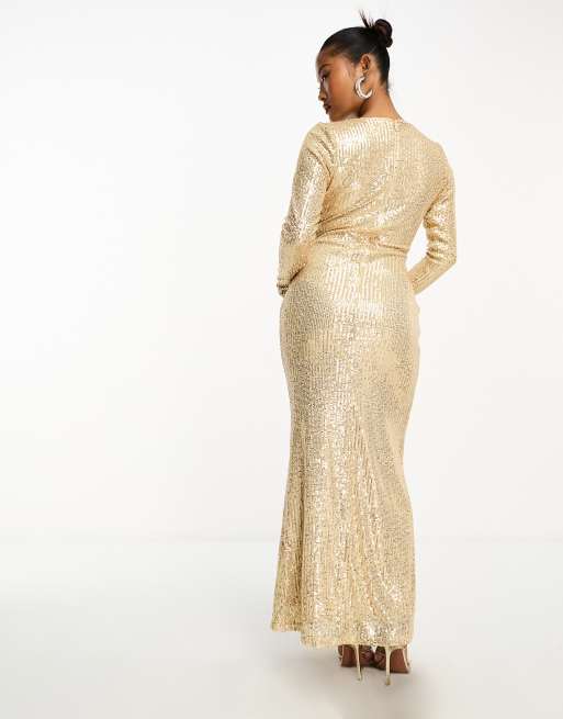 green emerald velvet dress Gold Sequin Long Sleeve Backless Mini Dress – éloges