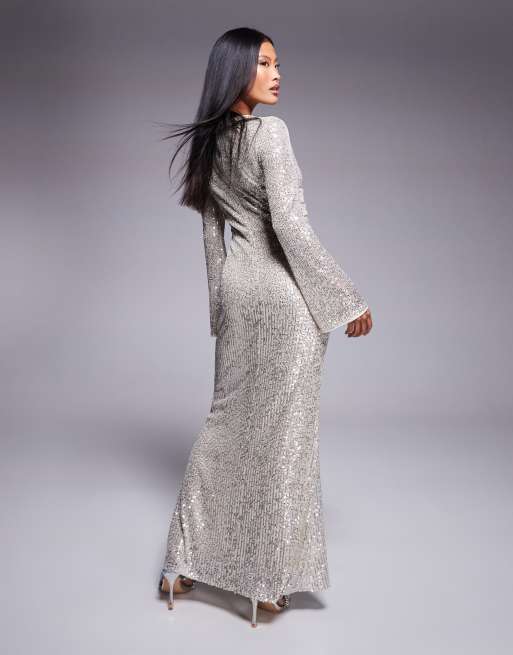 Long sleeve sequin maxi dress on sale