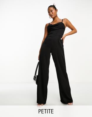 Jaded Rose Petite satin corset jumpsuit in black | ASOS