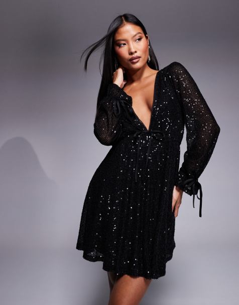Jaded Rose Petite sequin mini dress in black
