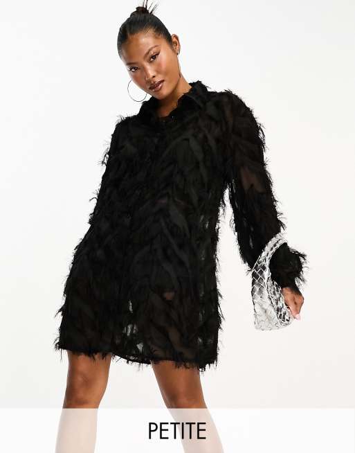 Black feather dress discount zara