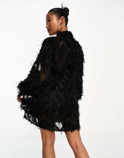 Sheer feather outlet dress