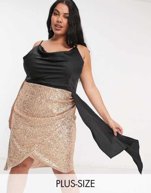 Rose gold and hot sale black plus size dress