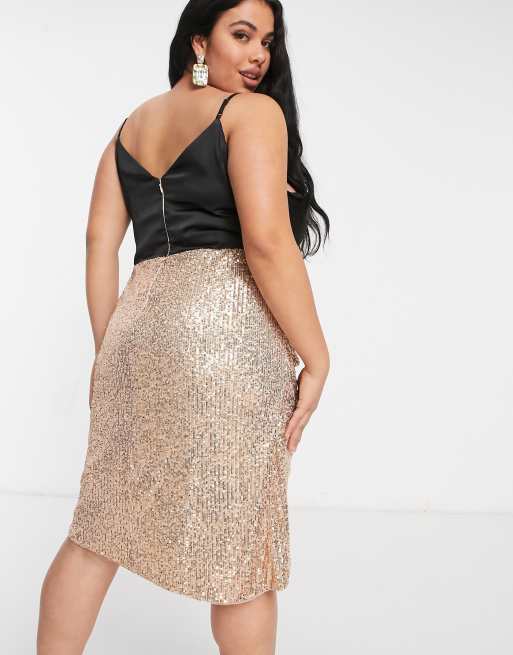 Plus size sequin 2025 skirt rose gold