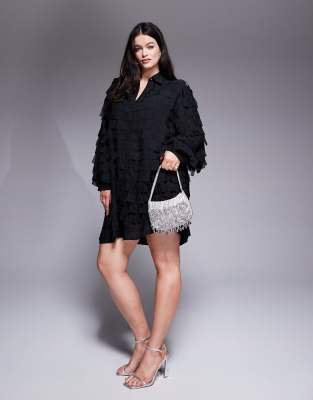 Jaded Rose Plus Jaded Rose Plus 3D textured shirt dress in black