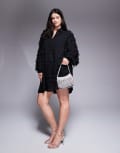 [Jaded Rose Plus] Jaded Rose Plus 3D textured shirt dress in black 18 Black