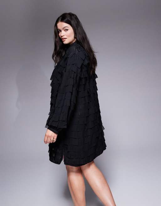 Jaded Rose Plus 3D textured shirt dress in black ASOS