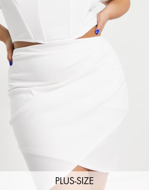 Jaded Rose Plus - Aansluitende mini rok in ecru, deel van co-ord set
