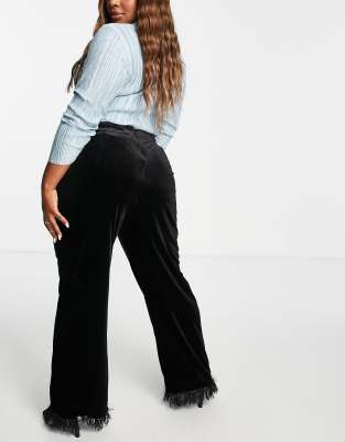 plus size black velvet pants