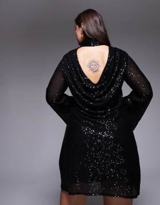 Jaded Rose Plus Hotfix Slinky Maxi Dress With Knot Detail In Black