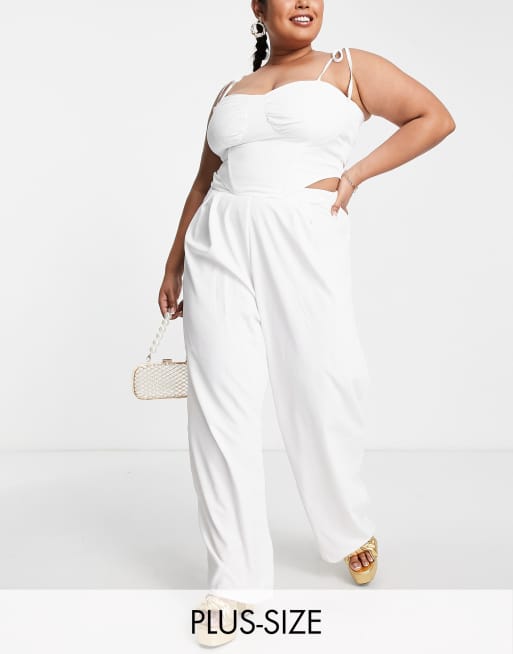 Plus size white high waisted sale wide leg pants