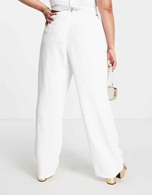 Jaded Rose Plus high waist wide leg pants in white - part of a set