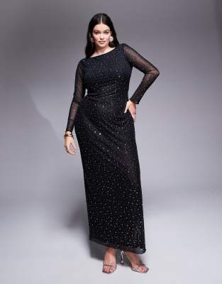 Jaded Rose Plus Jaded Rose Plus hotfix midaxi dress in black