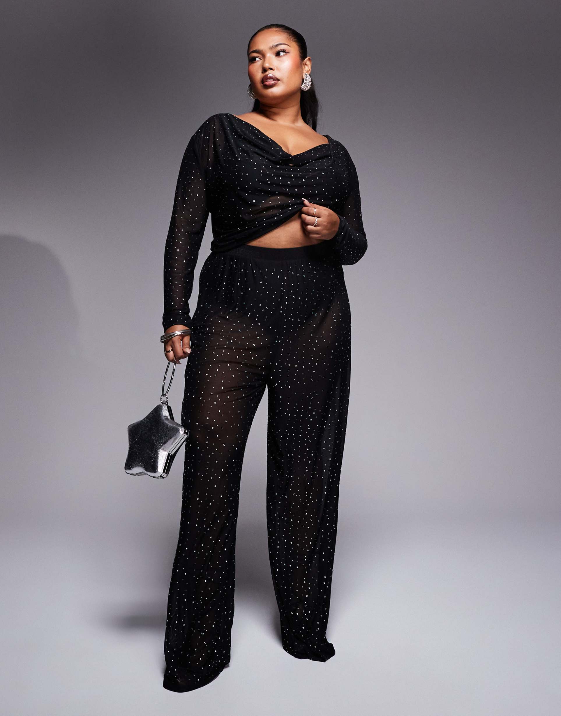 jaded rose plus hotfix pants in black - part of a set