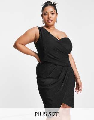Jaded Rose Plus one shoulder mini dress in black - ASOS Price Checker