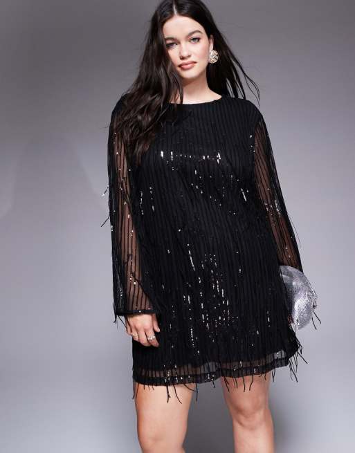 Plus fringe dress best sale