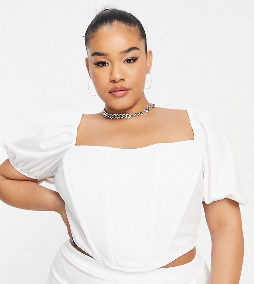 Plus-size top by Jaded Rose Part of our co-ord set Skirt sold separately Square neck Puff sleeves Cropped length Slim fit