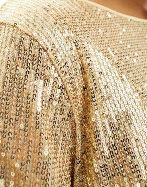 Jaded Rose Plus - Rechtvallende mini jurk met lovertjes in goud, 4 van 4