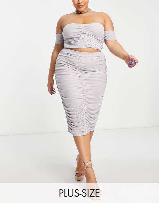 Plus size 2025 ruched midi skirt