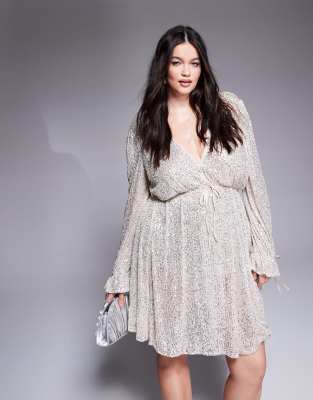 Jaded Rose Plus Jaded Rose Plus sequin mini dress in silver