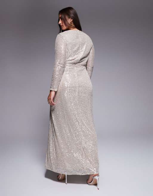 modest sequin maxi dress MARYISA Modest Embellished Sequin Beaded Maxi Dress in Cream at Nordstrom, Size 8