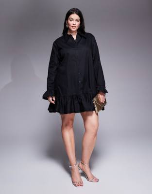 shirt mini dress in black