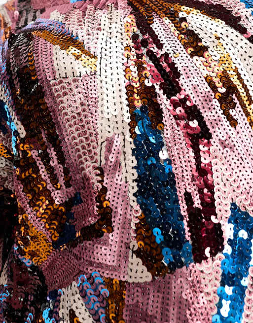 Jaded Rose Plus t-shirt mini dress in mixed sequin, 2 of 4