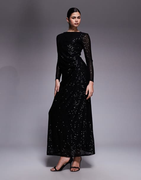 Jaded Rose - Robe longue à sequins et fronces - Noir - view 1