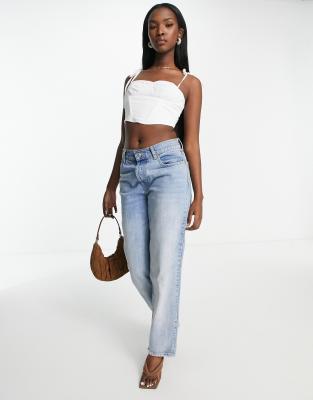 ruched mom jeans