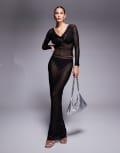 [Jaded Rose] Jaded Rose sheer hotfix maxi skirt in black (part of a set) 12 Black