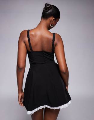 Shop Jaded Rose Square Neck Lace Corset Mini Dress In Black