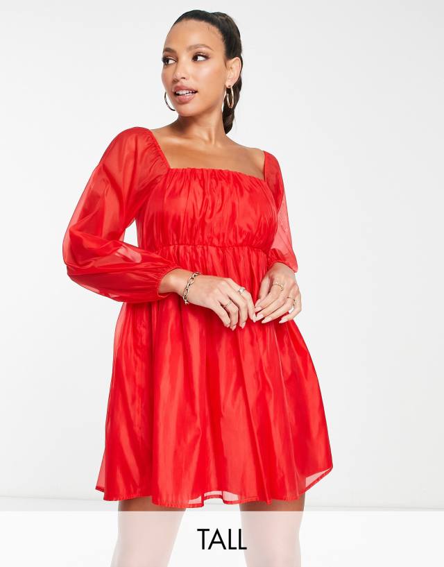 Jaded Rose Tall baby doll mini dress in red