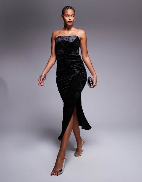 Jaded Rose Tall – Czarna aksamitna sukienka midaxi - view 1