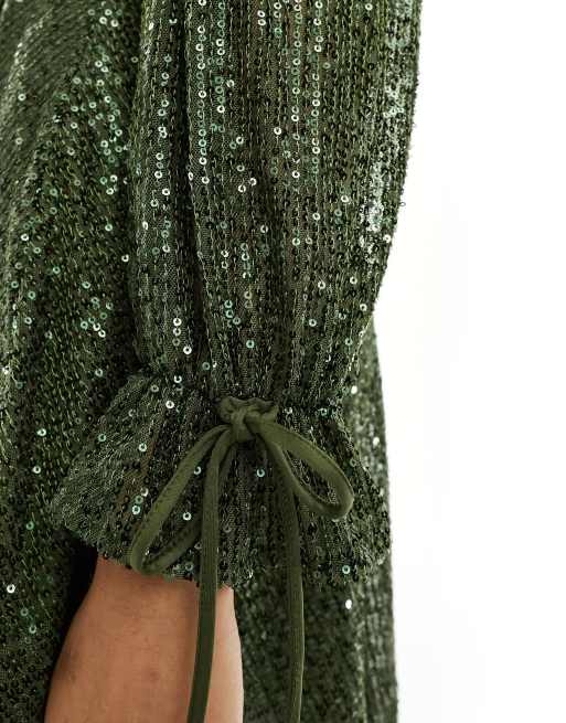 green sequin babydoll dress Girls: That Dazzling Glow Emerald Sequin Babydoll Dress, (7/8) - The Mint Julep Boutique main image 0
