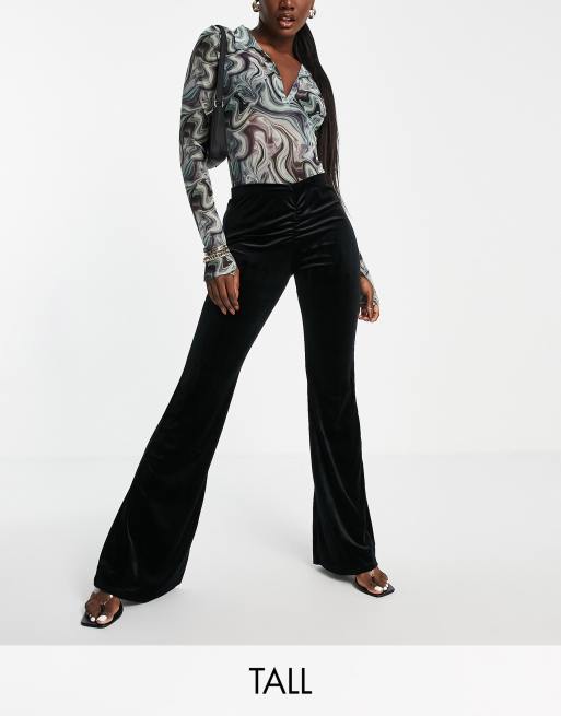 Ruched Front High Waisted Flared Trousers