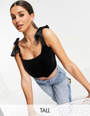 Jaded Rose Tall Exclusive velvet corset top in black (part of a set) - ASOS Price Checker