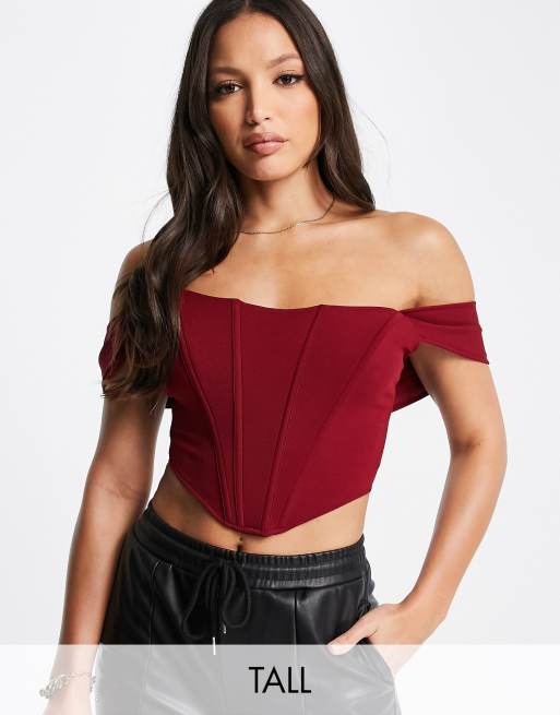 Jaded Rose Tall - Exclusivité - Ensemble avec top façon corset et mini-jupe froncée - Bordeaux, 2 de 2