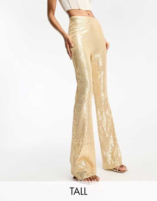 ASOS DESIGN extreme flare sequin pants in pink