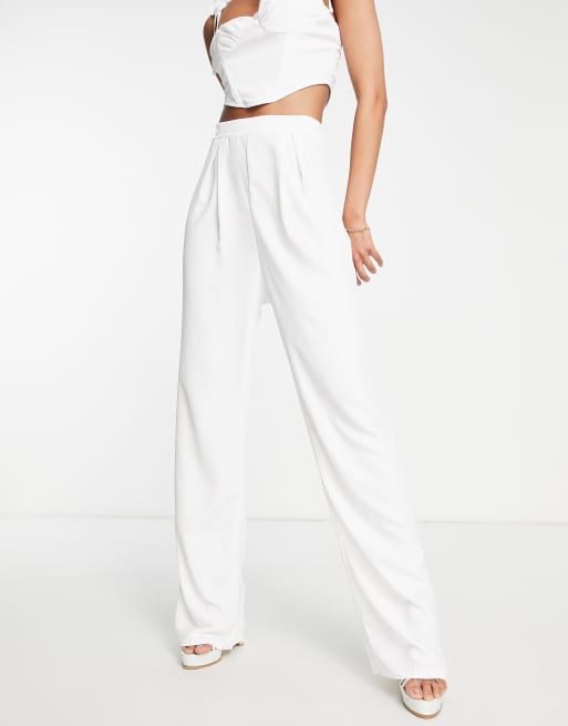 High Waist Wide Leg Pants in White