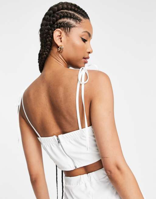 Jaded Rose - Tall - Korsettop met gerimpelde cups in wit, deel van co-ord set, 2 van 4
