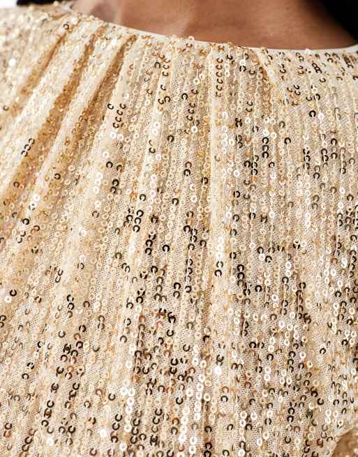 Jaded Rose Tall long sleeve sequin maxi dress in gold ASOS