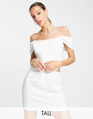 Jaded Rose Tall Off Shoulder Corset Mini Dress In White | ModeSens