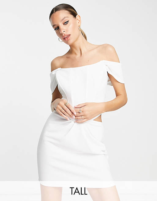 Jaded Rose Tall off shoulder corset mini dress in white