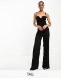 [Jaded Rose Tall] Jaded Rose Tall satin corset jumpsuit in black 8 Black