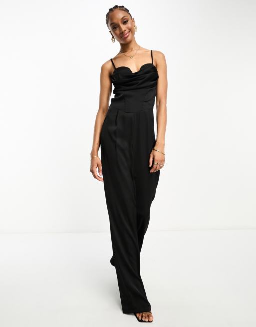 Nite Lace Jumpsuit With Opaque Body Suit In Black By Jaded Rose