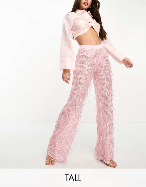 HANSEL HIGH RISE PANTS WITH SLITS in PINK