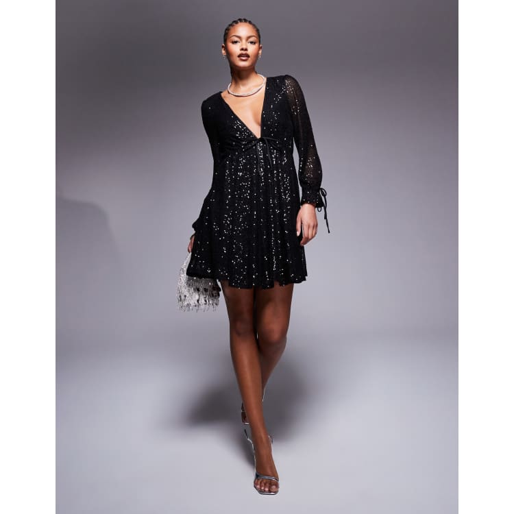 Jaded Rose Tall sequin mini dress in black | ASOS