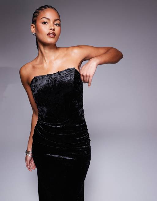 Jaded Rose Tall velvet midaxi dress in black ASOS