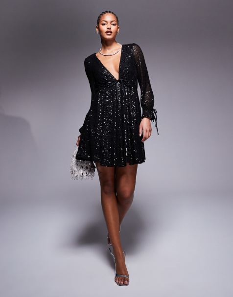 Jaded Rose Tall - Vestito corto in paillettes nero - view 1
