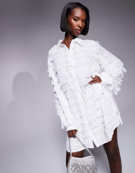 Jaded Rose - Vestito camicia bianco testurizzato in 3D - view 1